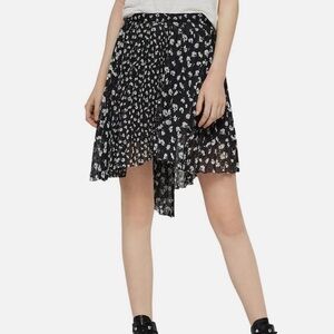 All Saints Lea Scatter Black and White Asymmetrical Skirt